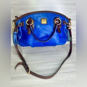 RARE Dooney & Bourke Toledo Leather Mail Satchel Royal Blue Crossbody Bag